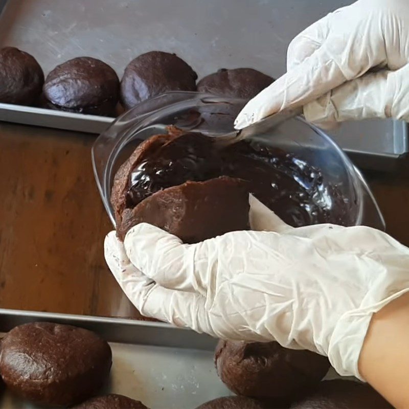 Step 7 Fill and cover with chocolate Fried chocolate donut