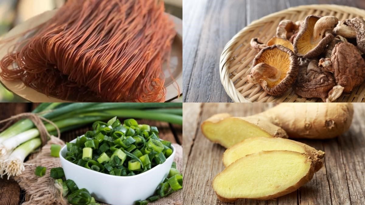 Ingredients for vegetarian brown rice noodles