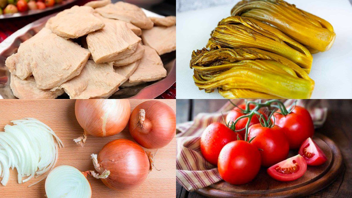 Ingredients for vegetarian noodle soup