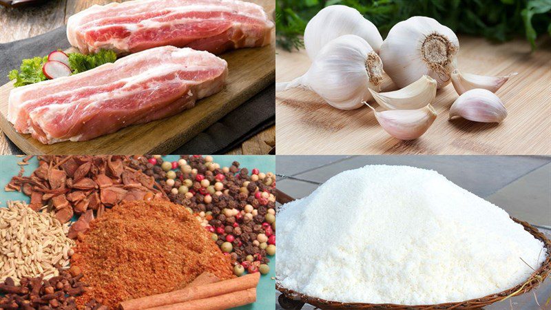 Ingredients for the dish 2 ways to make sun-dried pork belly