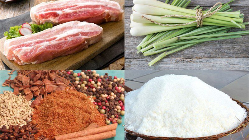 Ingredients for the dish 2 ways to make one-sun pork belly