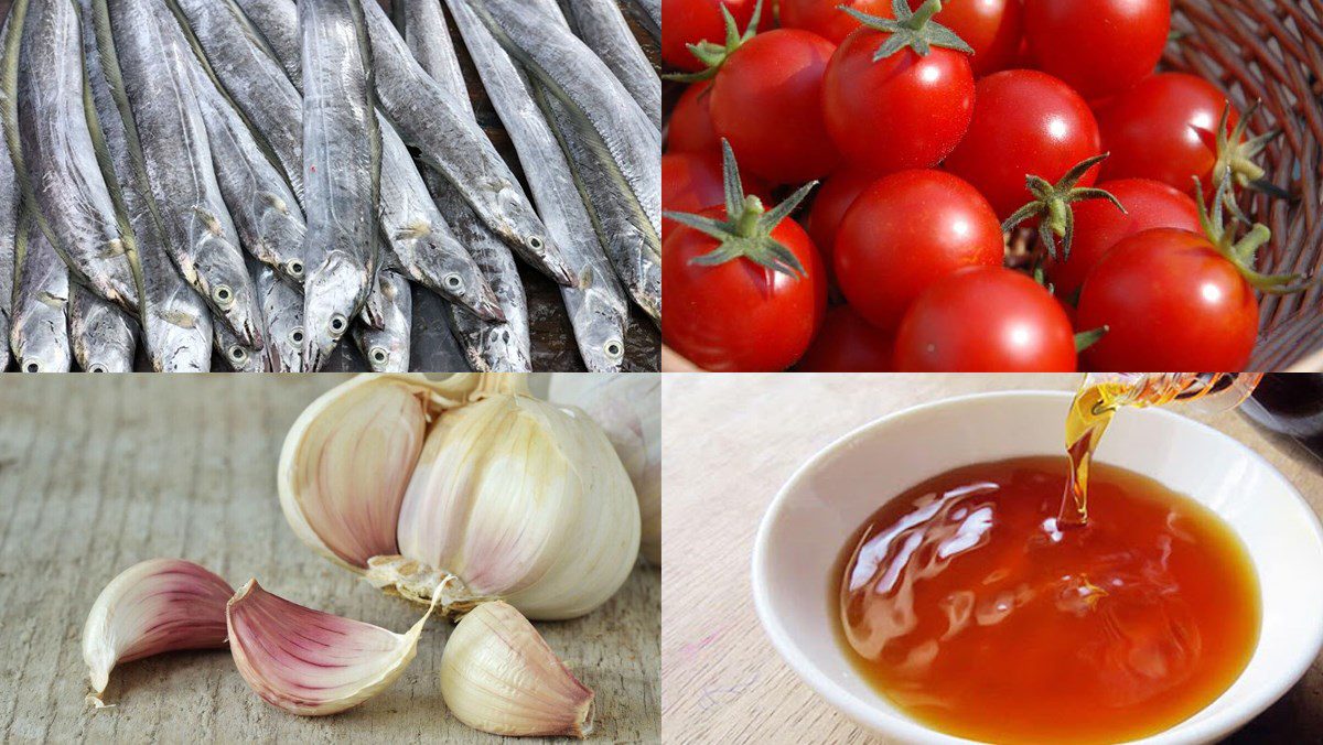 Ingredients for the mackerel stew with tomatoes