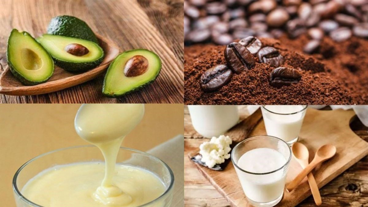 Ingredients for avocado milk coffee (avocado latte)