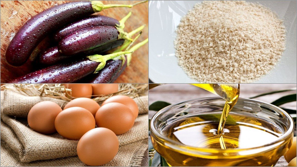 Ingredients for fried eggplant dish