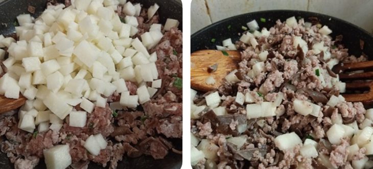 Step 3 Sauté the filling for keto rice rolls