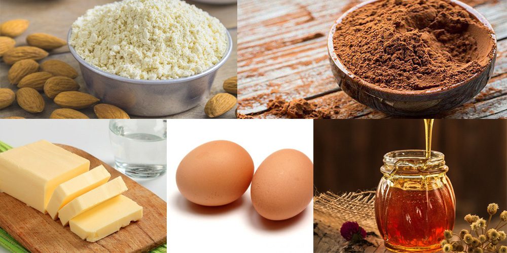 Ingredients for keto chocolate almond cookies