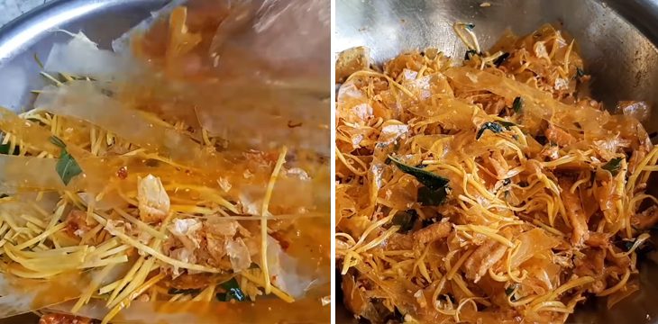 Step 4 Mixing rice paper Vegetarian mixed rice paper