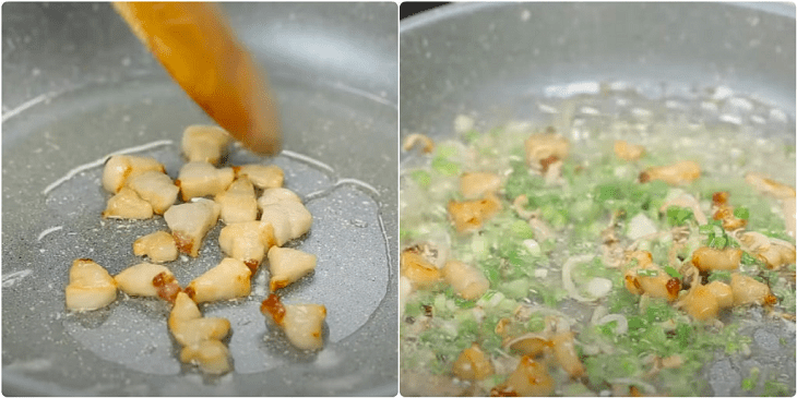 Step 5 Making green onion fat sauce Grilled snakehead fish with green onion fat