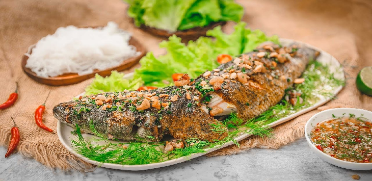 Step 7 Final Product Grilled Snakehead Fish with Scallion Oil