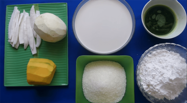 Ingredients for taro and pumpkin chè