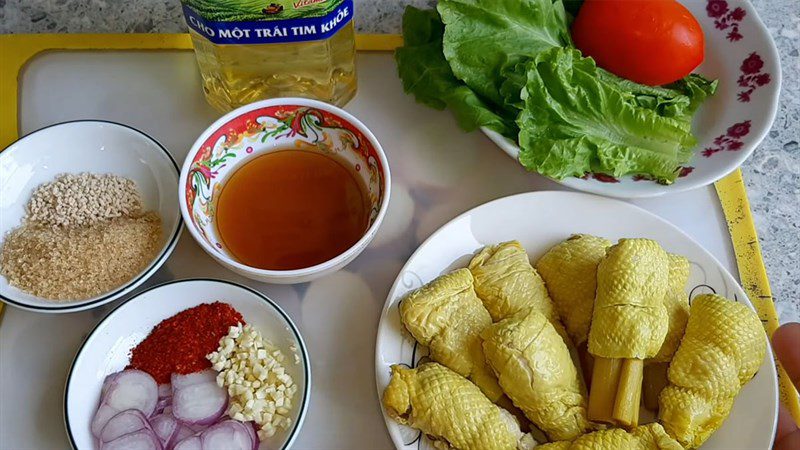 Ingredients for fried vegetarian chicken with fish sauce