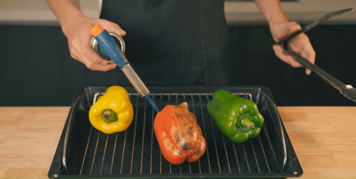 Step 1 Prepare the bell peppers for Ratatouille