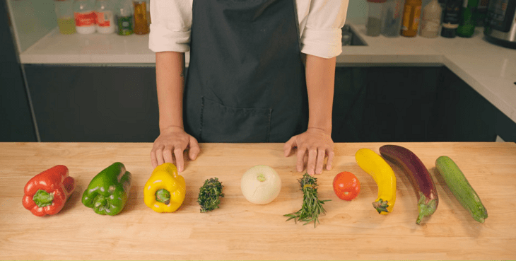 Ingredients for Ratatouille vegetable dish