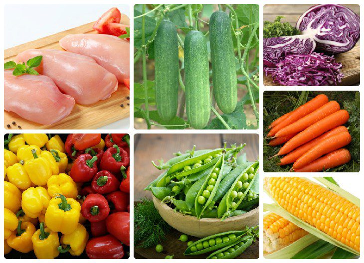 Ingredients for rainbow salad dish