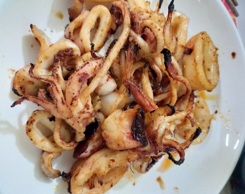 Grilled squid sate