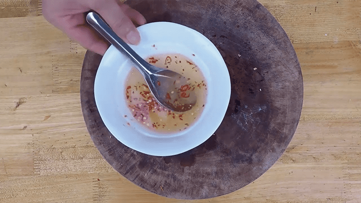 Step 2 Mixing Dressing Banana Flower Salad with Fried Tofu