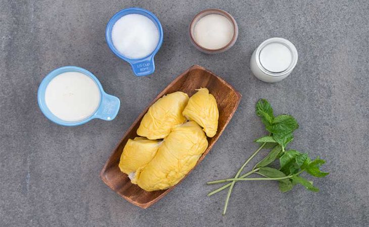 Ingredients for durian panna cotta