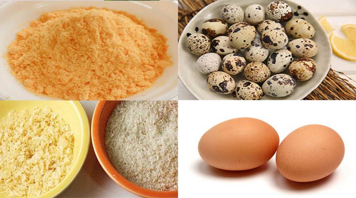 Ingredients for the dish 3 ways to make garlic satay quail eggs shake, cheese shake extremely delicious and easy to make