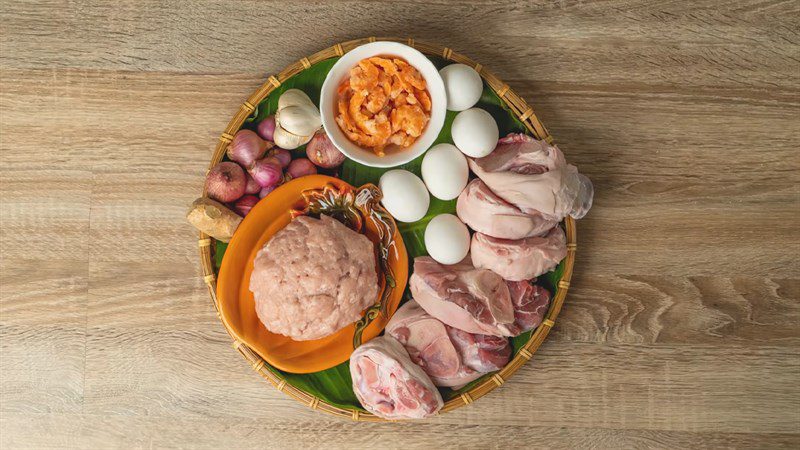 Ingredients for the dish of 3 types of crab noodle soup