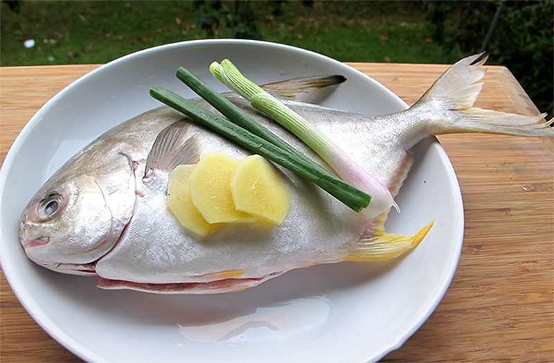 Ingredients for Braised Pomfret with Galangal and Braised Pomfret with Ginger and Chili