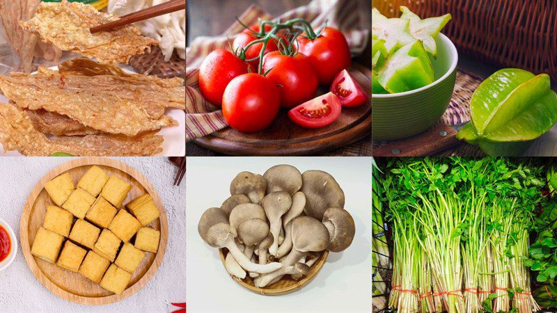 Ingredients for vegetarian sour soup