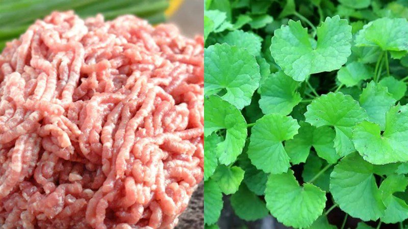 Ingredients for pennywort soup with minced meat