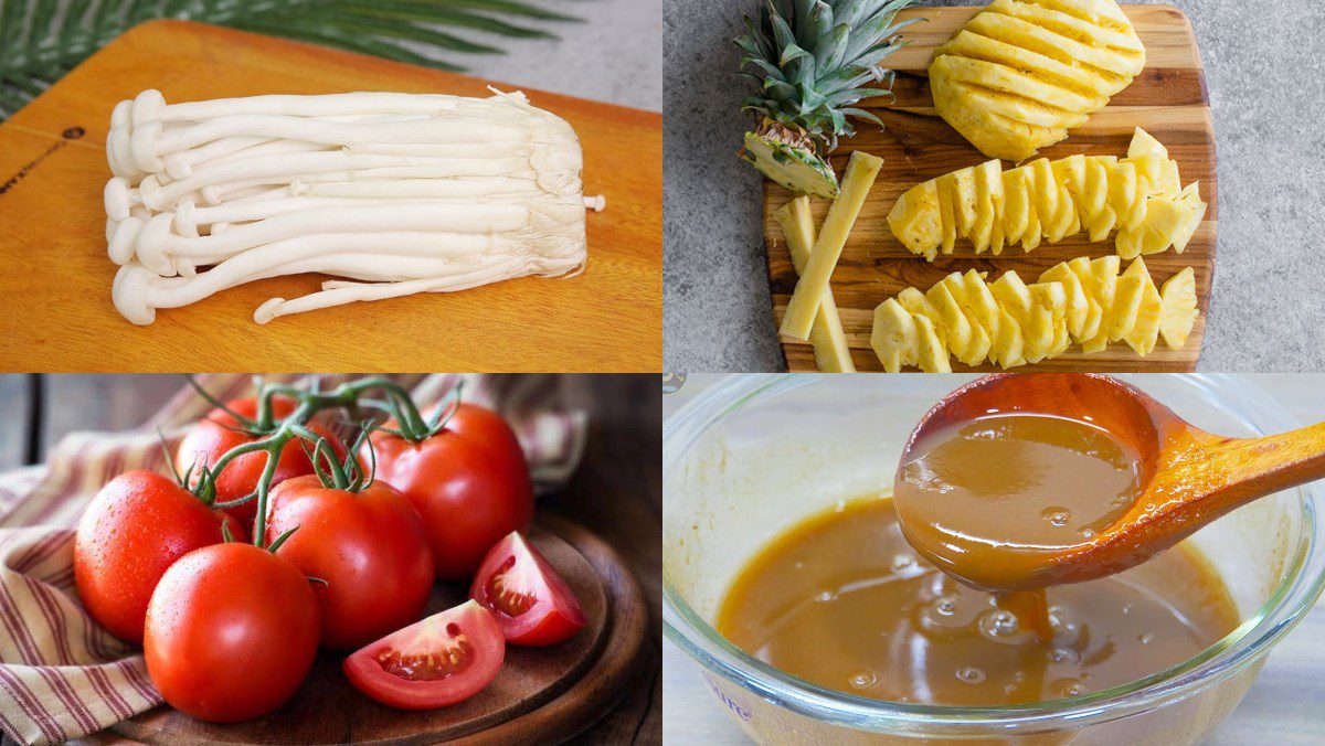 Ingredients for seafood mushroom soup