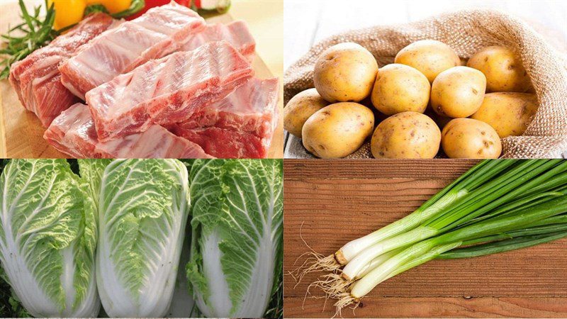 Ingredients for Korean potato soup with pork bones