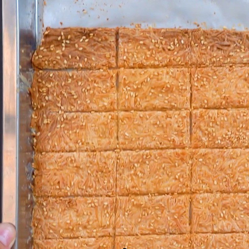 Step 4 Cutting the cake and baking for the second time Quang Nam coconut cake