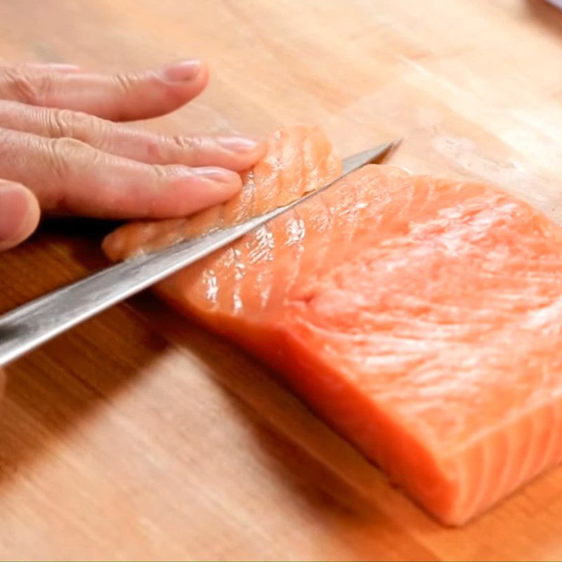 Step 2 Cut salmon Salmon Sashimi