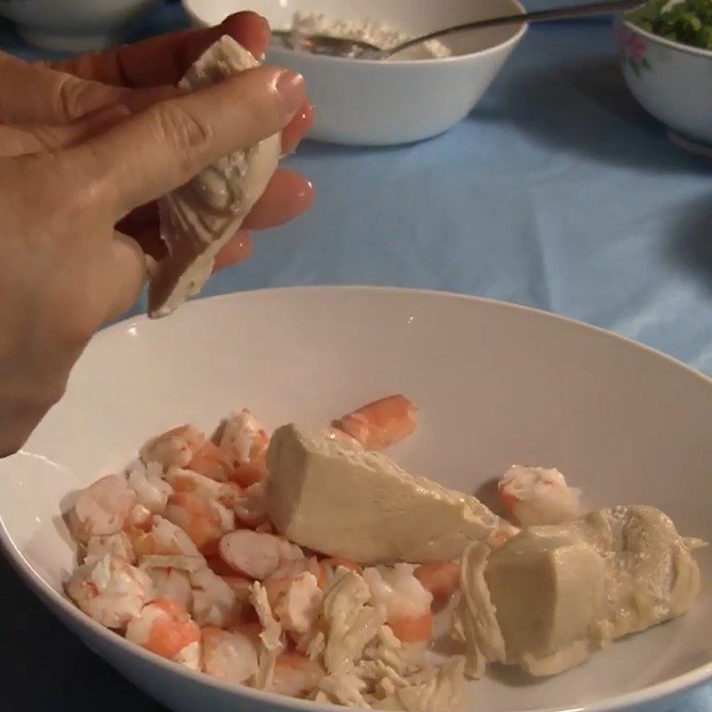 Step 4 Chop shrimp and chicken Fish ball soup