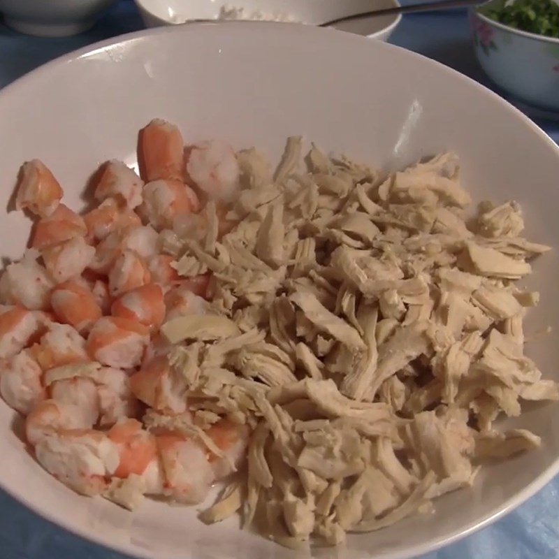 Step 4 Chop shrimp and chicken Fish ball soup