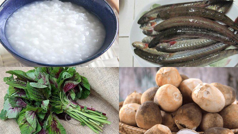 Ingredients for snakehead fish porridge