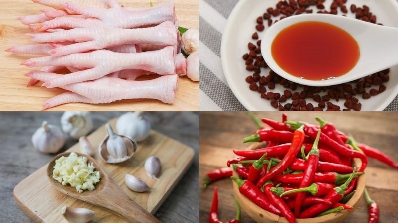 Ingredients for garlic chili chicken feet dish