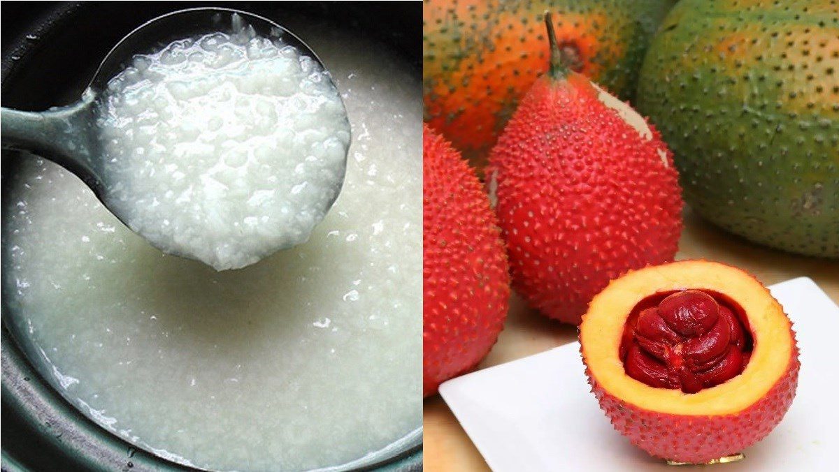 Ingredients for gac porridge for children