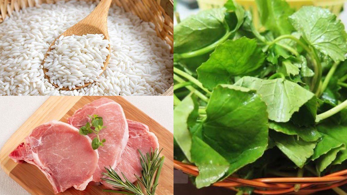 Ingredients for the dish of pennywort porridge