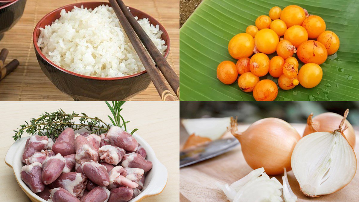 Ingredients for chicken heart porridge