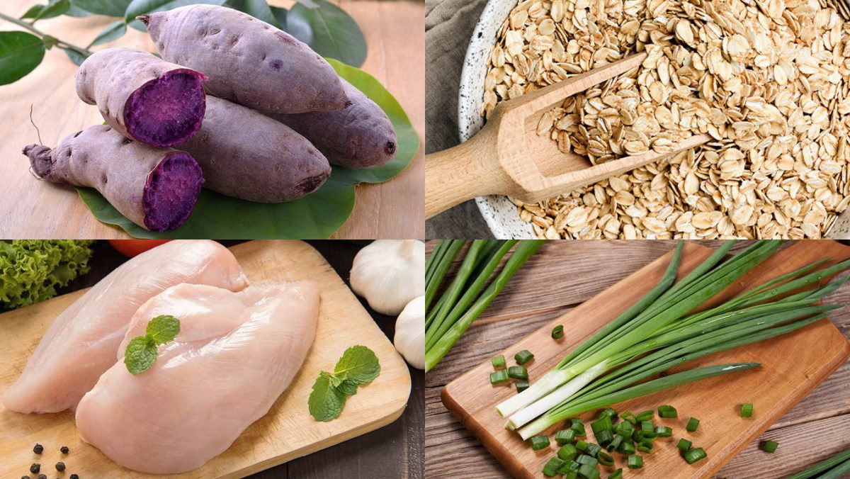 Ingredients for oatmeal sweet potato porridge