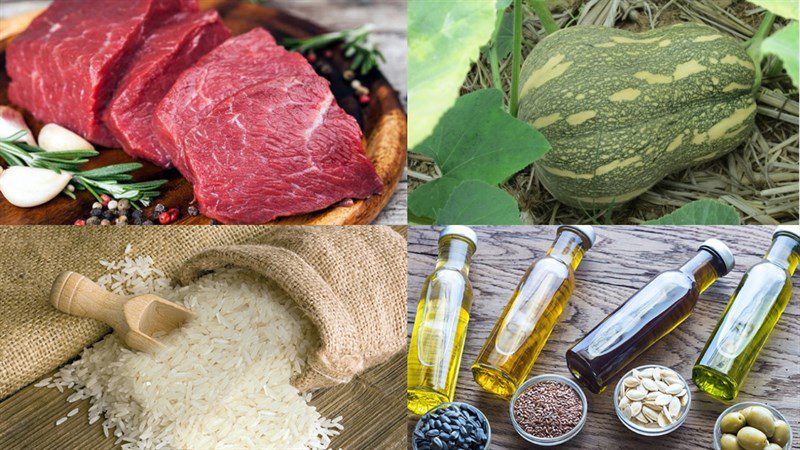 Ingredients for beef pumpkin porridge