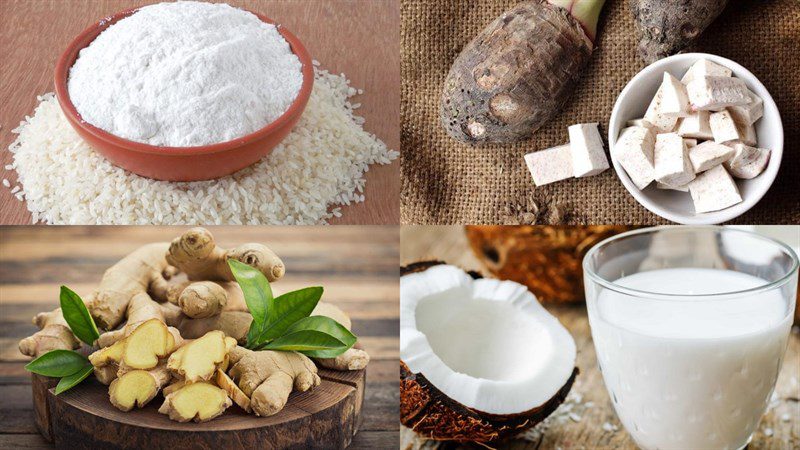 Ingredients for the dish Chè trôi nước with taro filling