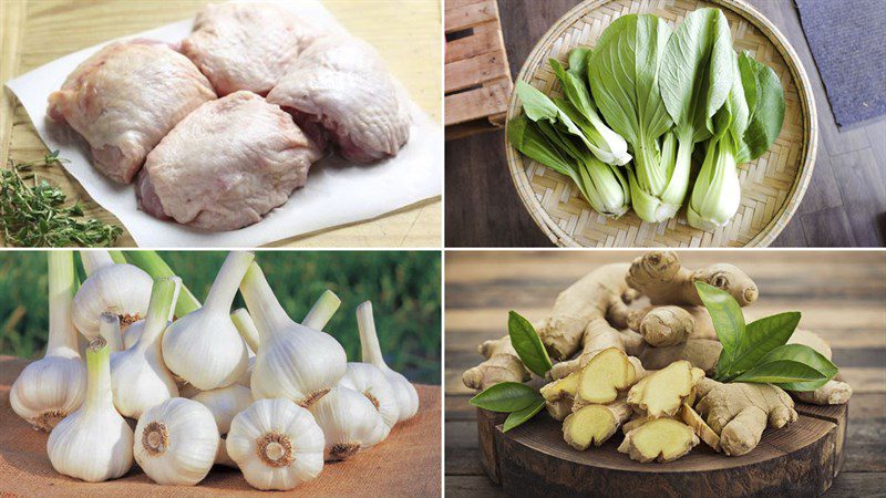 Ingredients for bok choy steamed chicken and garlic steamed chicken