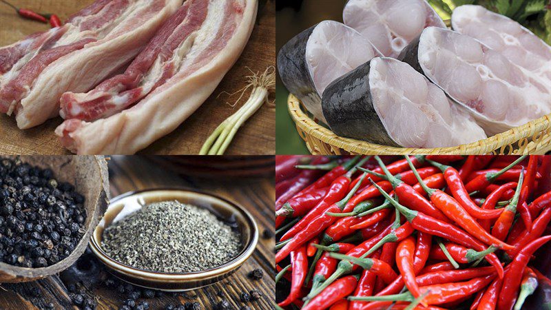Ingredients for basa fish braised with pork belly
