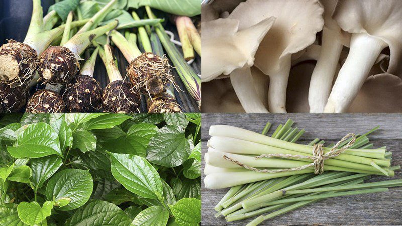 Ingredients for vegetarian taro soup