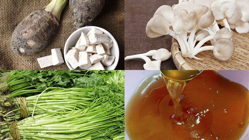 Ingredients for vegetarian taro soup