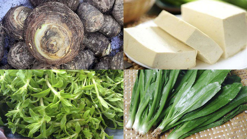 Ingredients for taro soup dish