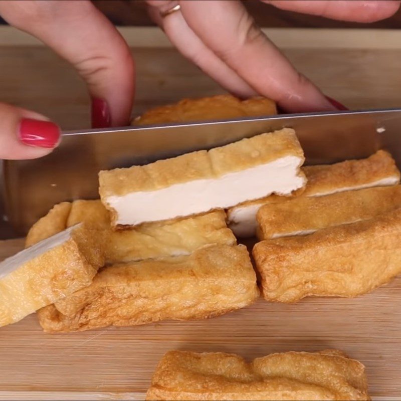 Step 2 Fry tofu for vegetarian beef pho