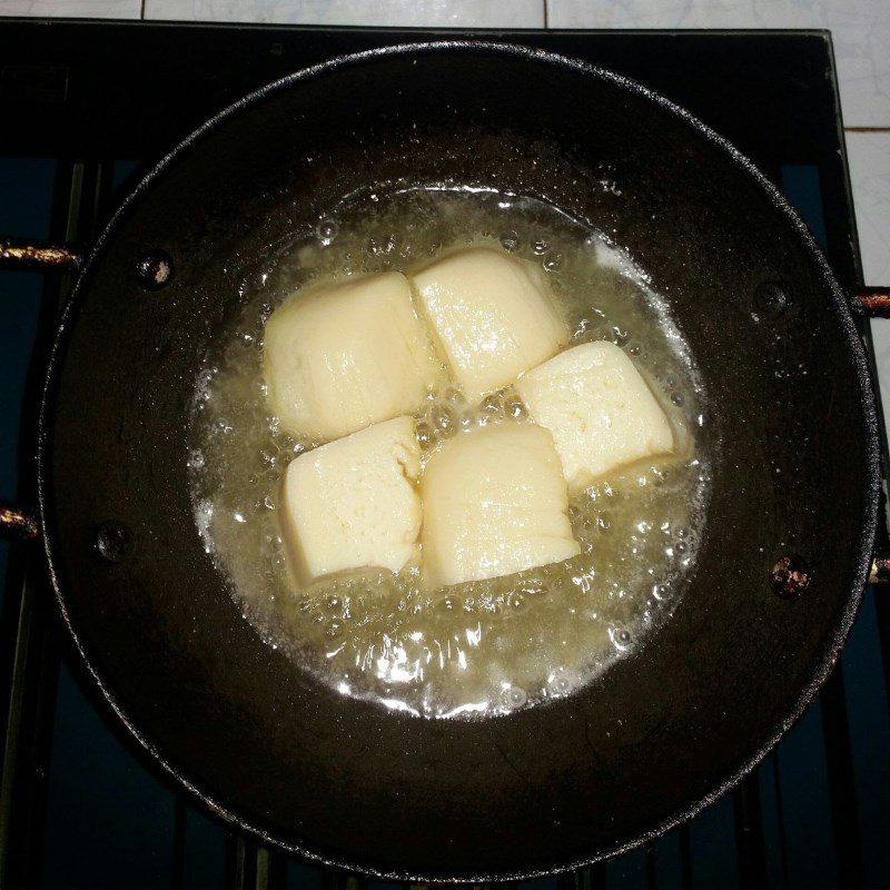 Step 3 Frying Tofu Tofu from Soy Milk