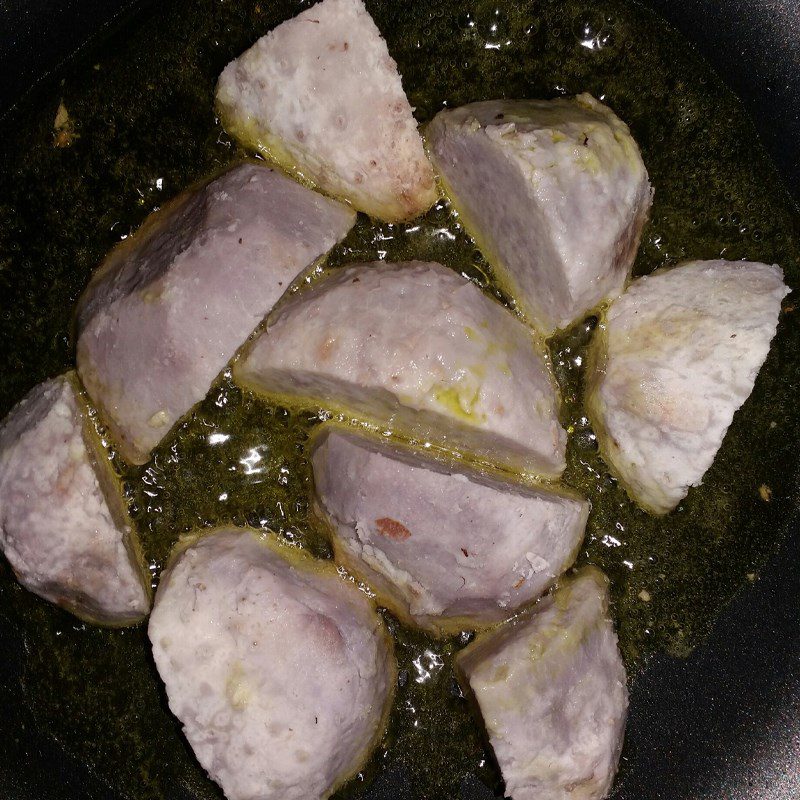 Step 2 Fry the taro for Shrimp Curry