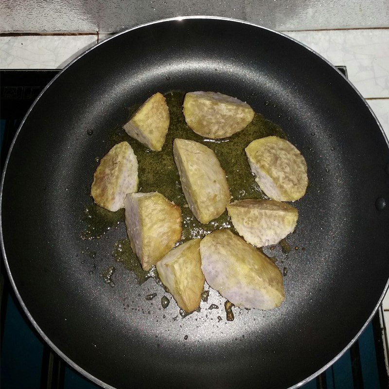 Step 2 Fry the taro for Shrimp Curry