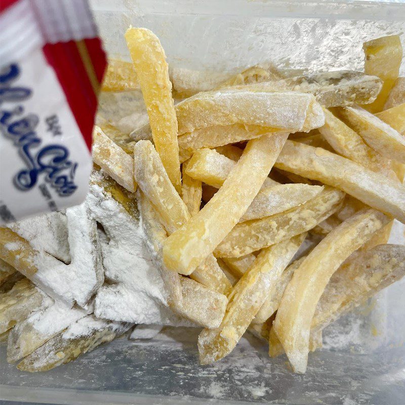 Step 3 Dusting Potato fries with batter